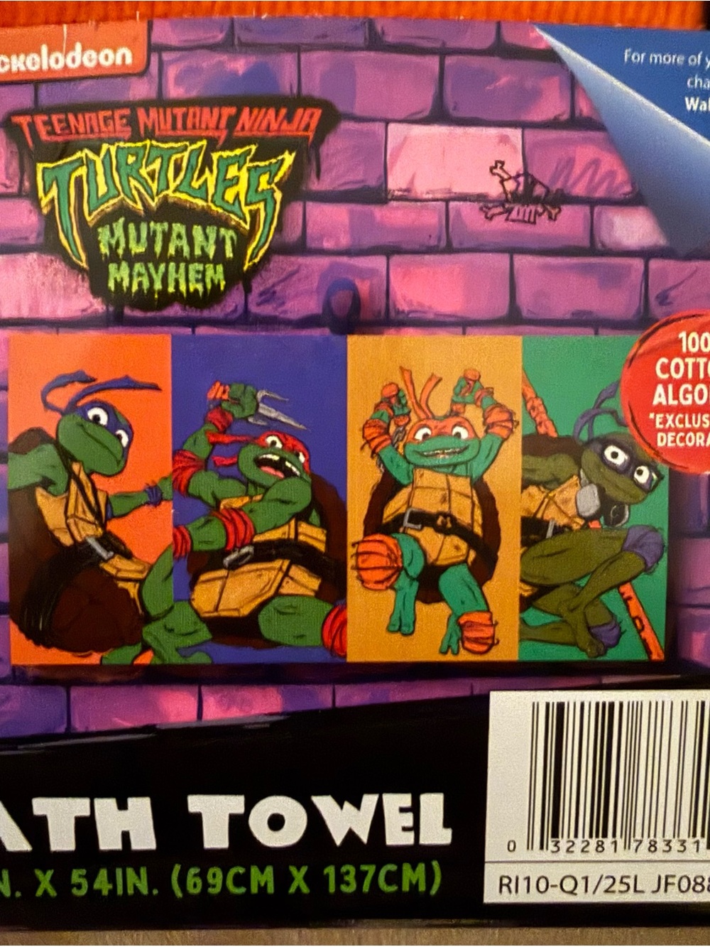 Nickelodeon Purple and Pink teenage mutant ninja turtlesBrick Graphic Bath Towel